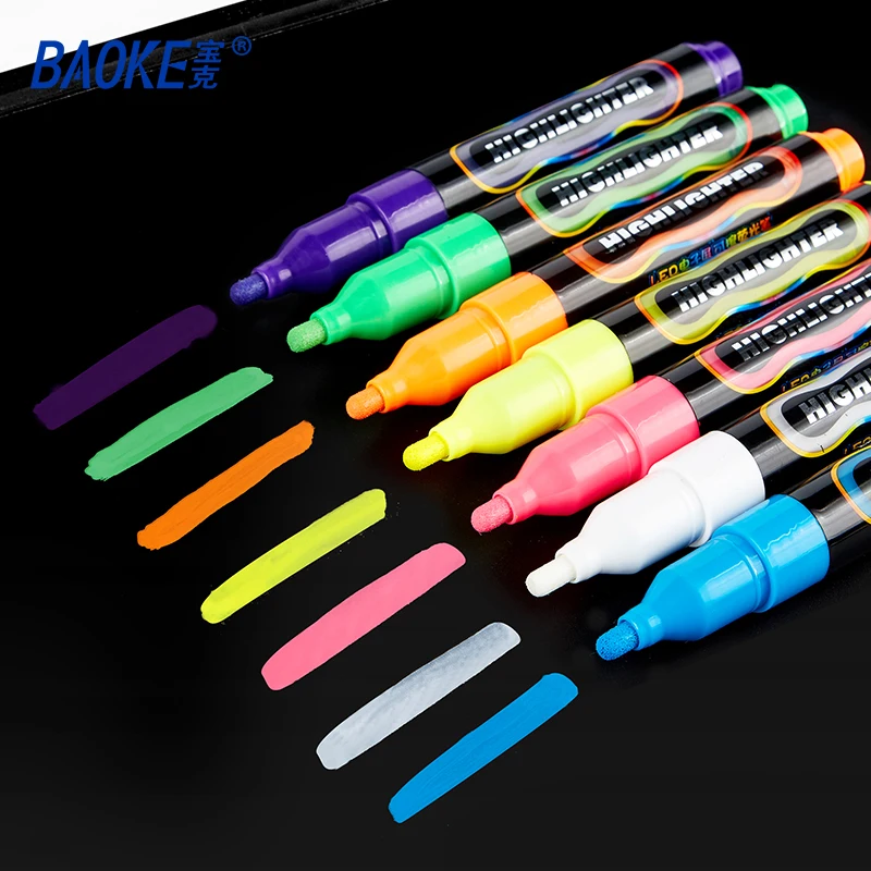 BAOKE MP4901A 7 Colors Erasable Led Display Highlighter Set