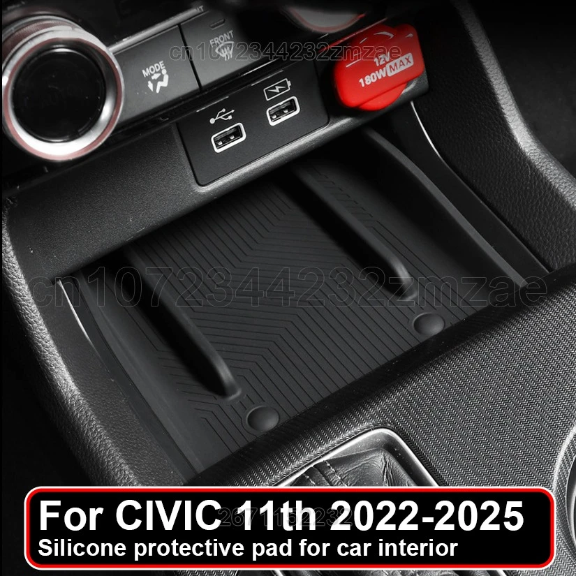 For Honda CiVic 11th 2022-2025 Central Control Armrest Box Storage Mat Door Cup Door Slot Pad Interior Decor Auto Accessories