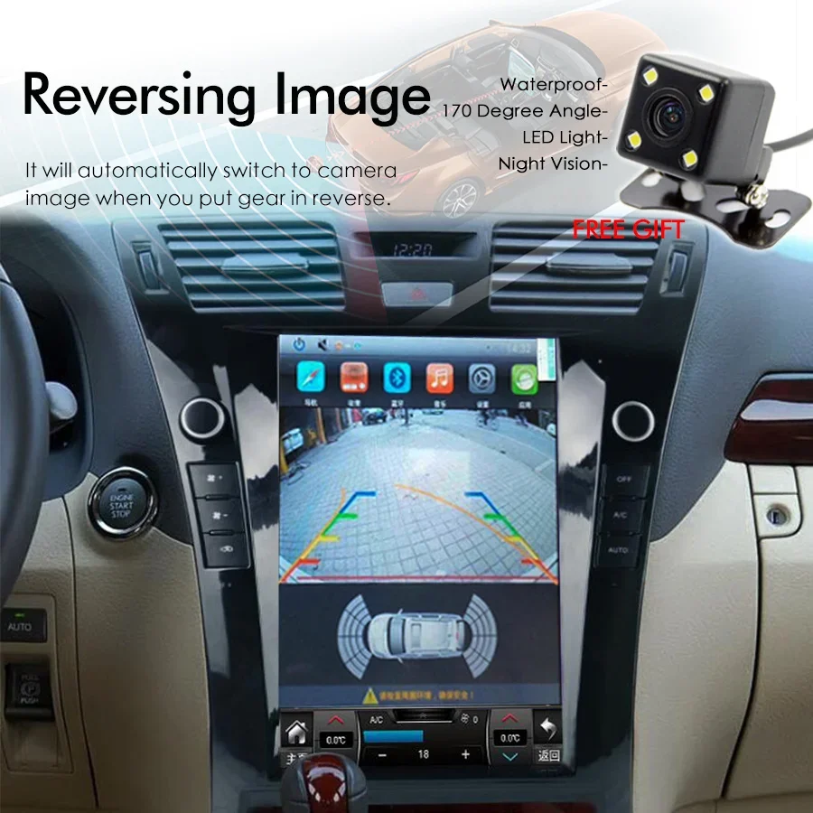 لكزس LS460 2006-2010 12.1 "شاشة عمودية أندرويد رئيس وحدة مشغل وسائط متعددة اللاسلكية CarPlay سريع وحدة المعالجة المركزية سيارة لتحديد المواقع والملاحة