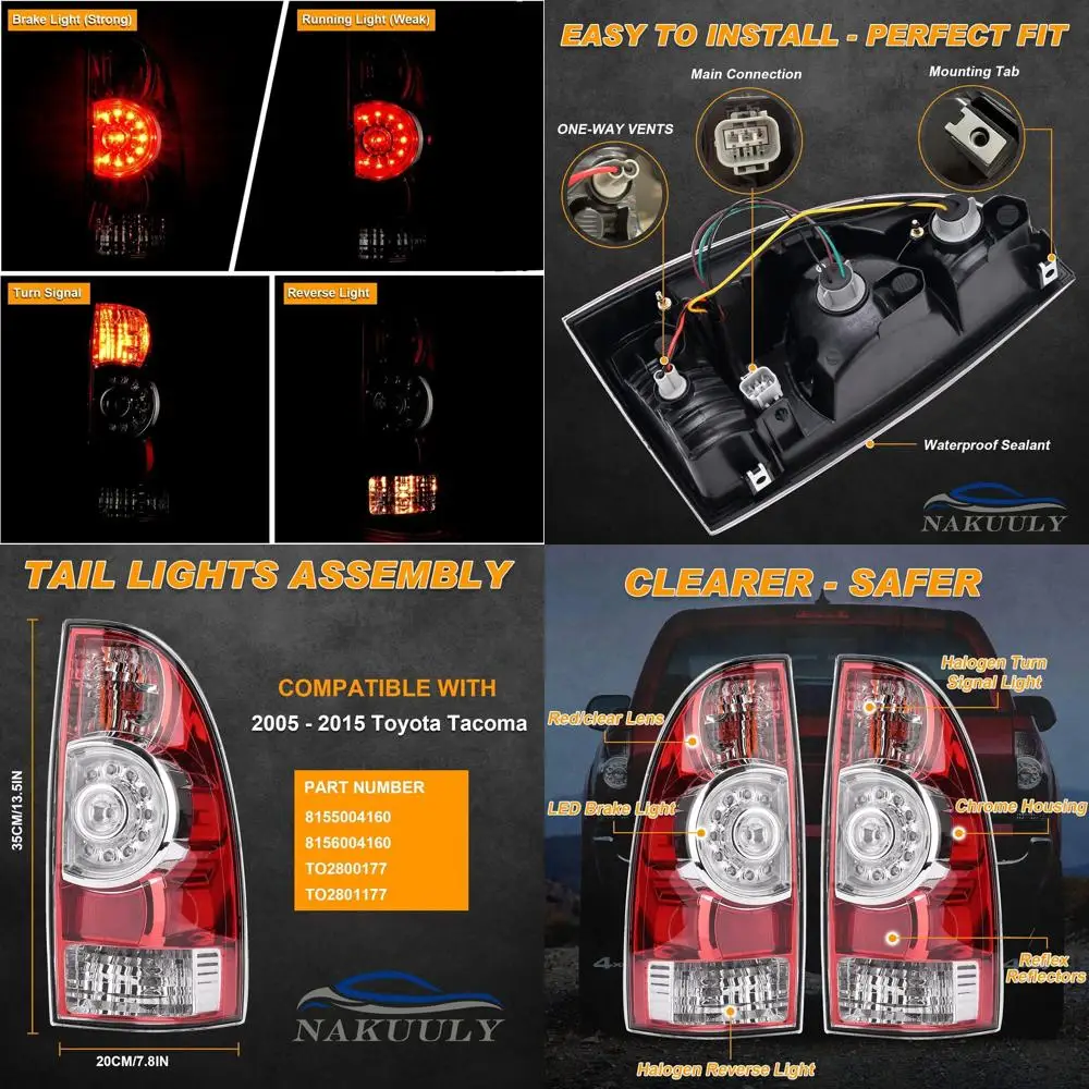 

2005-2015 Toyota Tacoma LED Tail Lights for Driver & Passenger Side with Bulbs and Wiring Harness