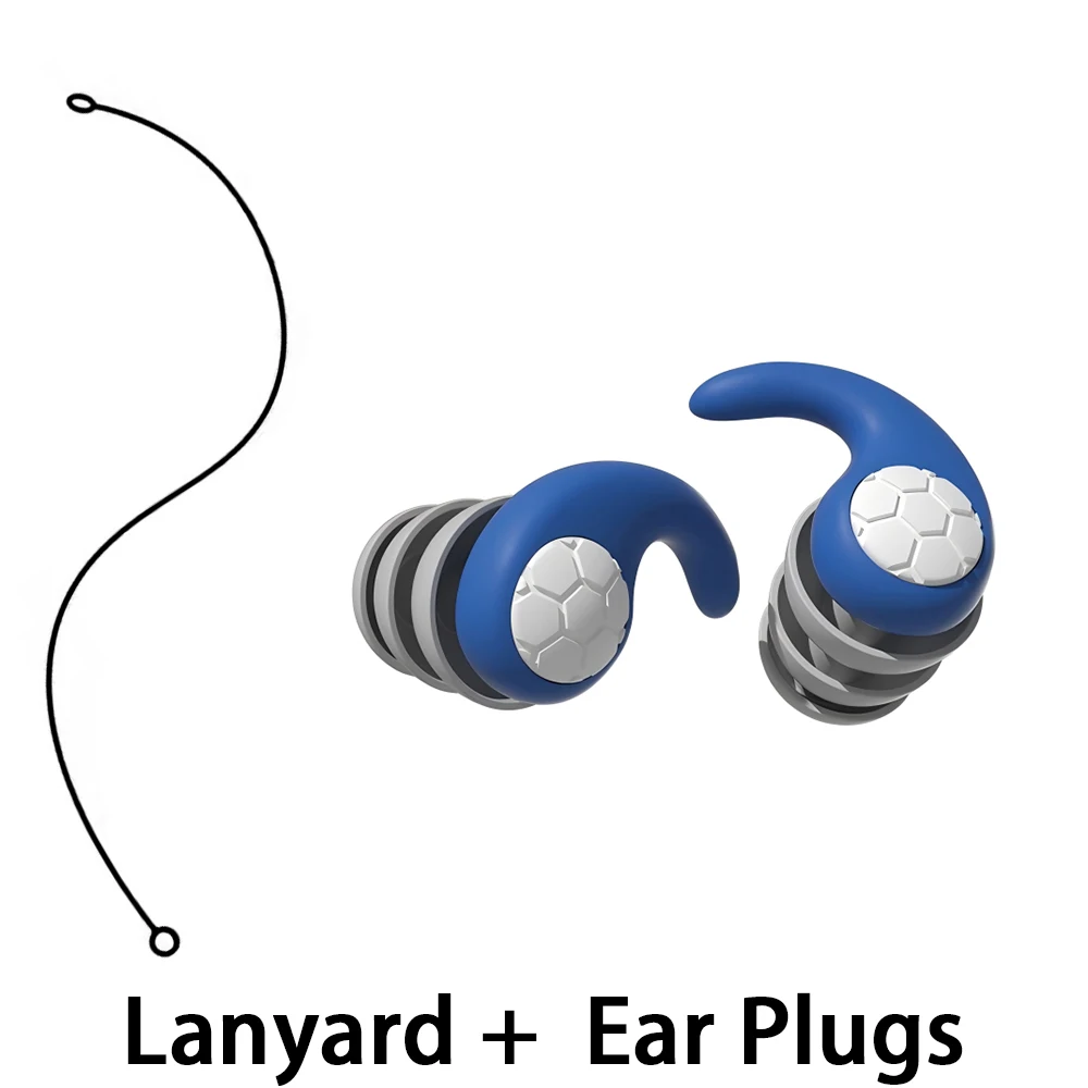 Reusable 3 Layer Sleep Ear Plugs with Silicone Lanyard for Noise Reduction Comfortable Inserts for Concerts SwimmingV