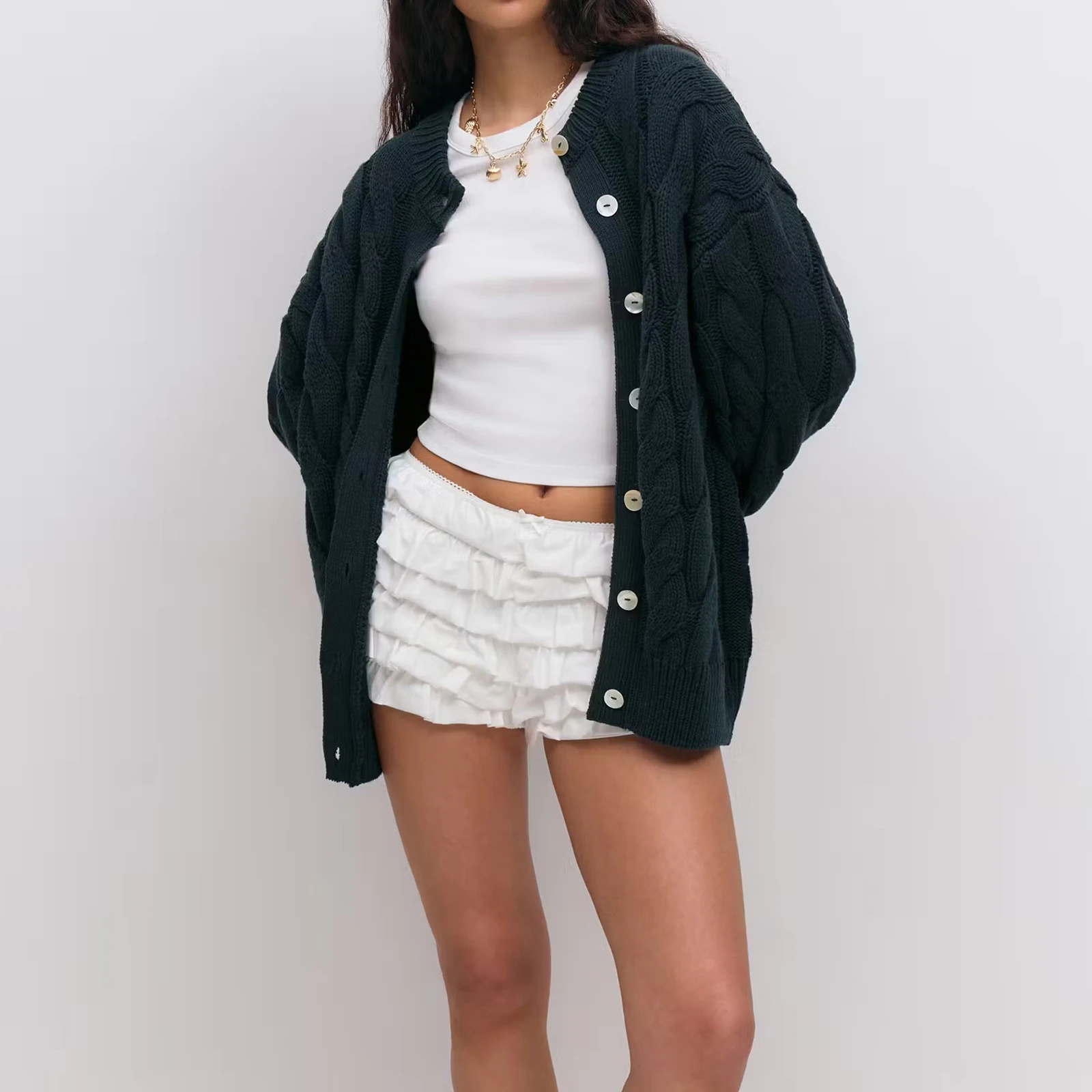 New Fashion Women Knit Cardigan Long Sleeve Button Closure Solid Fall Casual Jacket Sweater Hot Sale