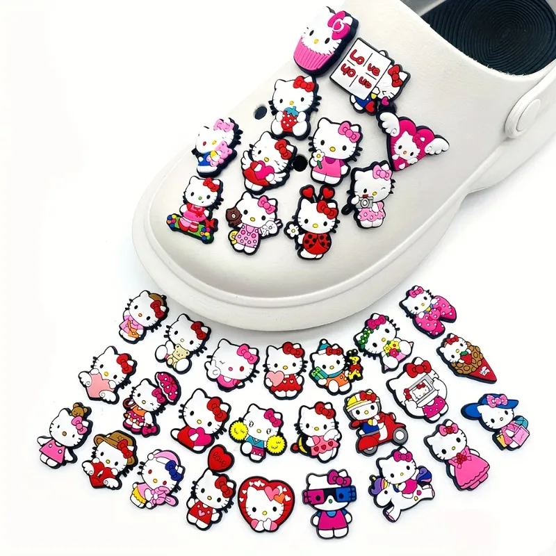 MINISO Hello Kitty Sanrio Cartoon Cat 10 Pieces DIY Shoe Accessories Buttons Clogs Sandals Pins Decoration Kids Girls Gifts