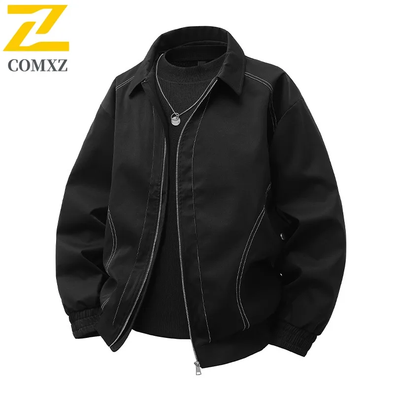 COMXZ 2025 Mens Square Collar American Vintage Workwear Jacket