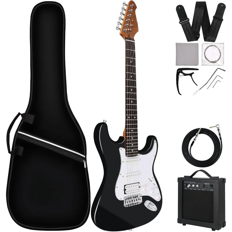 

Electric Guitar 39 inch Full Beginner Starter kit Full Size with 10w Amp Package All Accessories, Strings 39" Right Handed