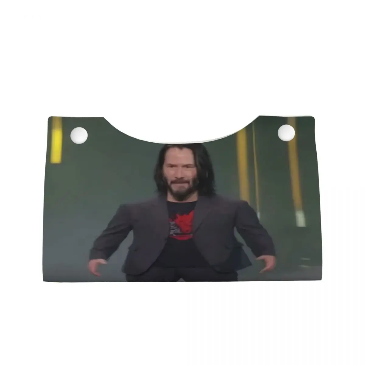 Custom Mine Keanu Reeves Tissue Box Cover PU Leather Rectangular Facial Tissue Box Holder for Bathroom Office