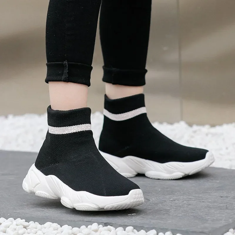 New Spring Autumn Socks Shoes Boys Girls Sneakers Fashion Casual Running Shoes Kids Sport Shoes Non-slip Children Net Shoes