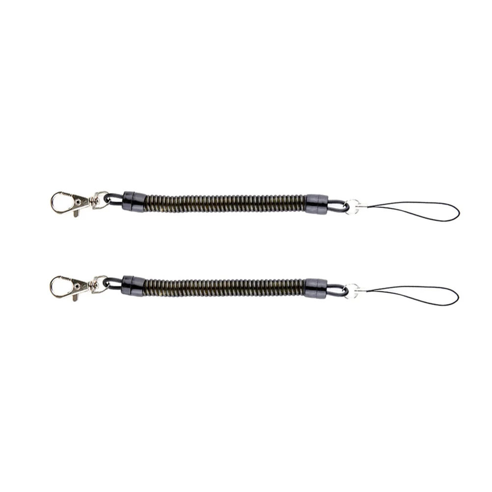 2 قطعة سلسلة المفاتيح حبل الربيع لفائف مطاطا سوار قابل للسحب مفتاح Fobs المنظم الأسود المفاتيح الربيع لفائف قابل للسحب حبل