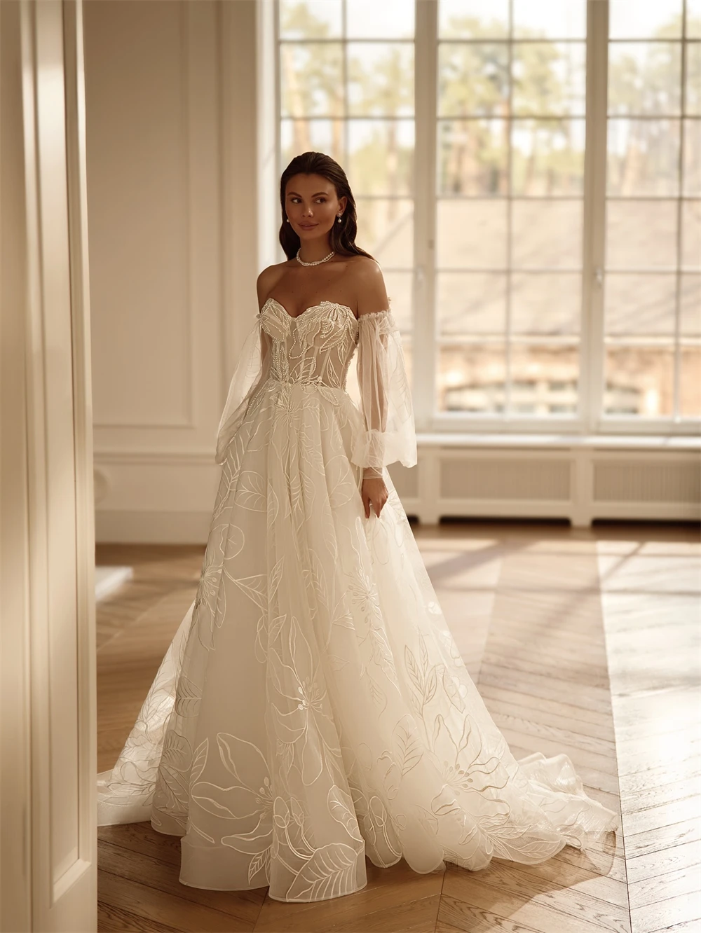 

Customized Elegant White Organza Wedding Dress Formal Sweetheart Sleeveless Bridal Gowns Boho A-Line Court Train Robe de mariée