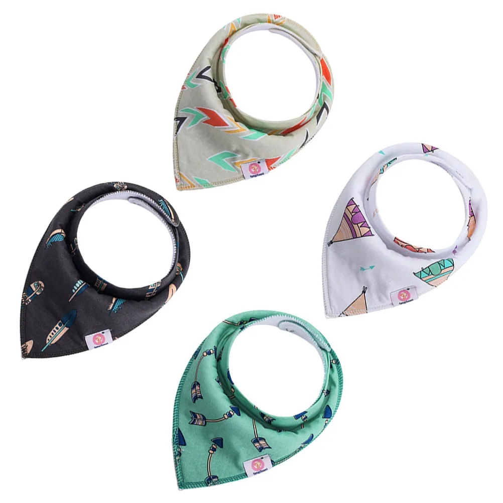 

4 Pcs Baby Bib for Eating Bibs with Snaps Bulk Bandana Drool Cotton Absorbent Drooling