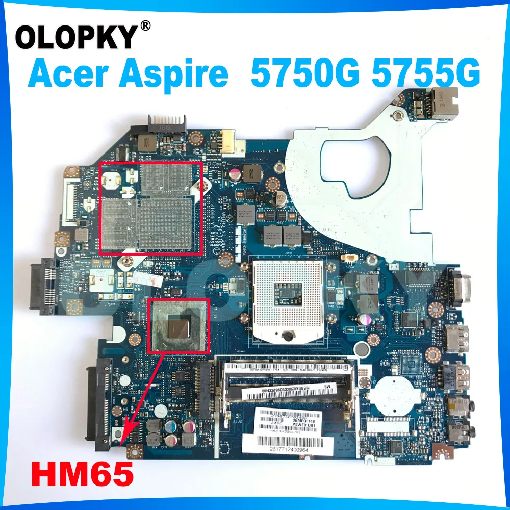 P5WE0 LA-6901P motherboard for Acer Aspire 5750 5750G 5755 5755G laptop motherboard with HM65 DDR3 UMA 100% tested