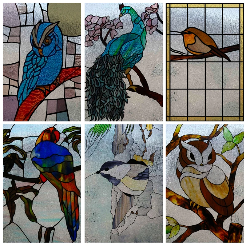Custom Size 3D Matte Stained Glass Window Film UV Blocking Privacy Decorative Static Cling Frosted Glass Sticker for Home Office