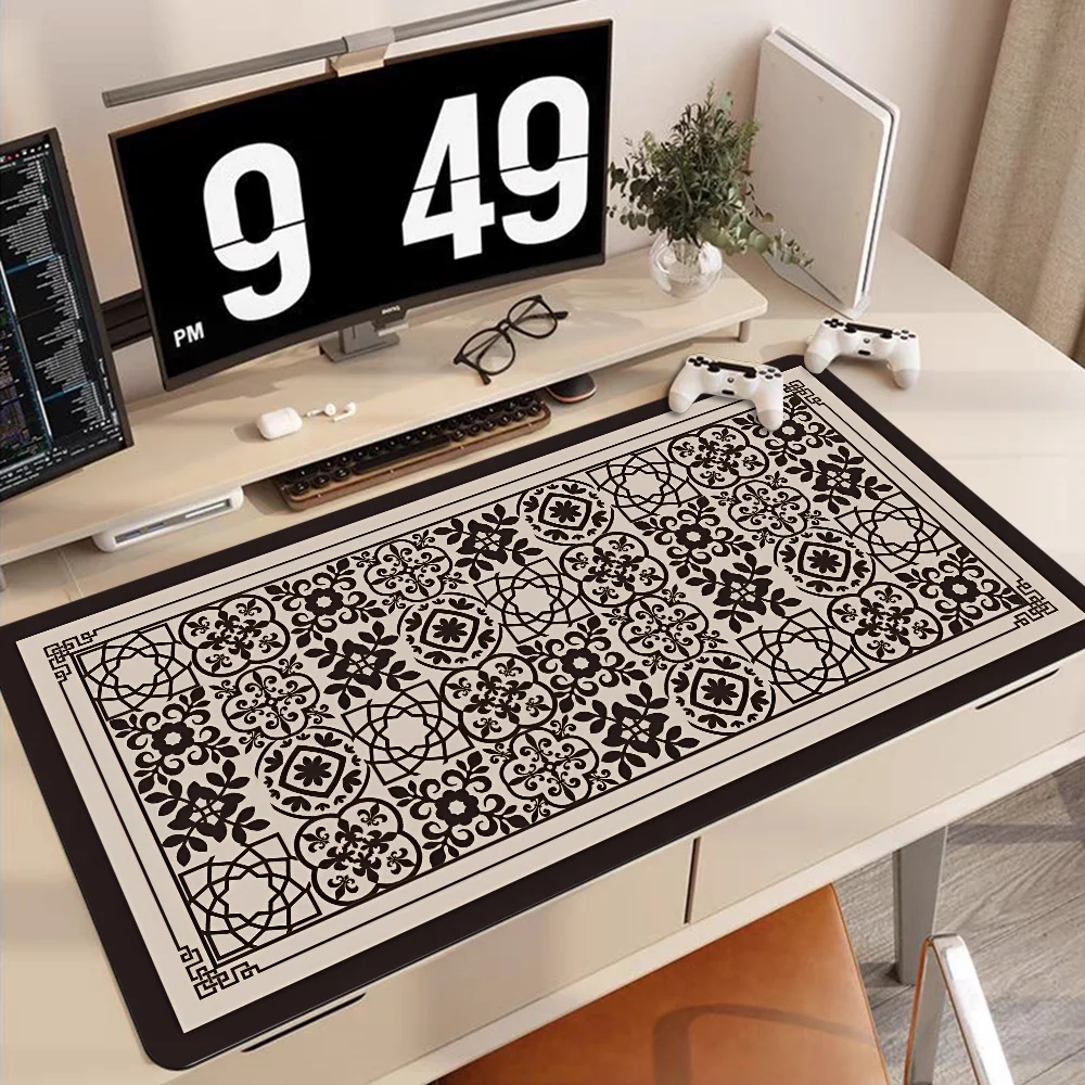 Luxury black and white plants Mousepad 90x40cm Big Keyboard Mat Table Mat Students Gamer Desktop Mousepad Gaming Mouse Pad