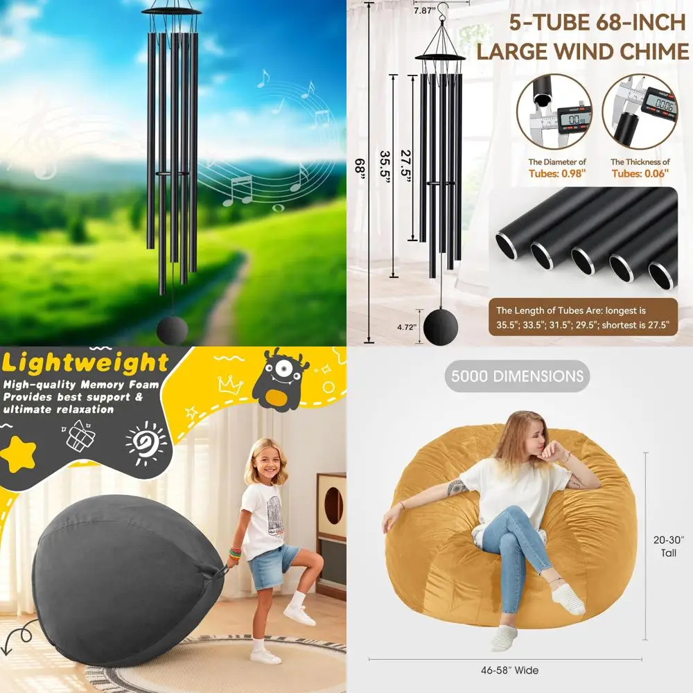 

Большие металлические колокольчики глубокого тона на открытом воздухе, 68 для патио, дома и сада, вдохновляющий мемориал S