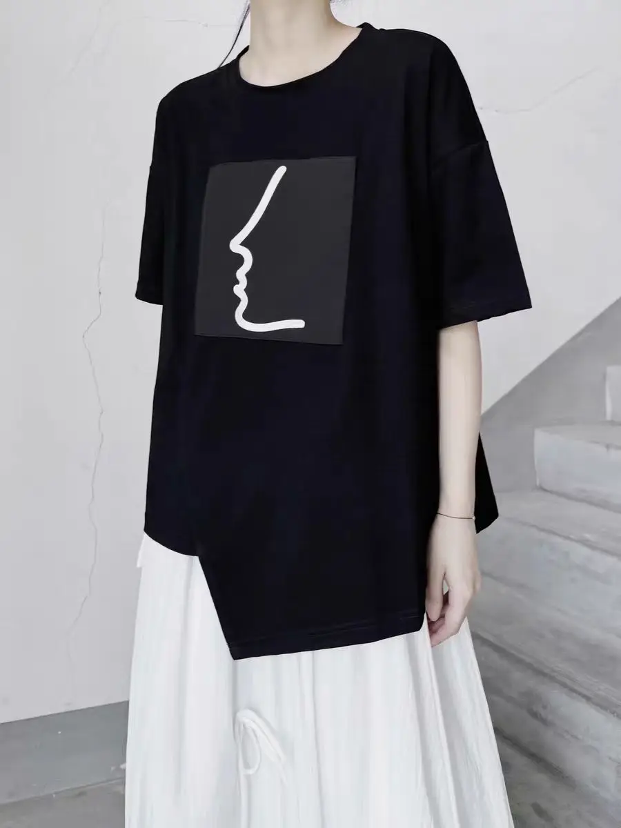 

ort Sve Embroidered Casual Women's T-irt Korean Sle Loose Fit Summer Top Slimming Effect Large Size Versatile