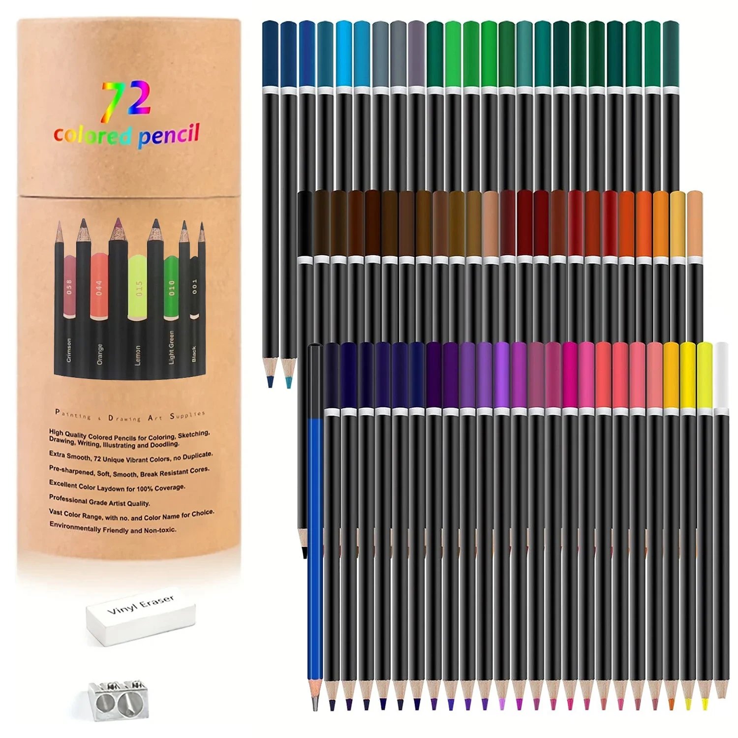 72-teiliges Buntstift-Set für Erwachsenen-Malbücher, Weicher Kern, Ideal zum Zeichnen, Verblenden und Schattieren, Farbstift-Set als Geschenk