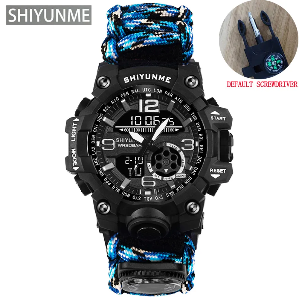 Outdoor Survival Paracord Watch with Compass & Thermometer