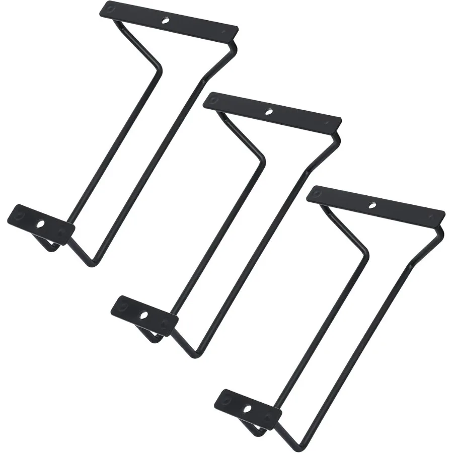 

7Inch Black Wine Glass Rack Under Cabinet Stemware Wine Glass Holder for Bar Kitchen 1 Rows 3 Pack
