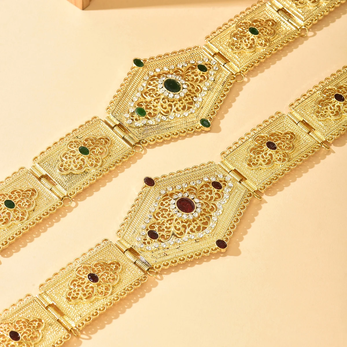 

Vintage Palace-Style Hollow Geometric Belt, Arabic Bridal Accessory For Weddings, Banquets, Parties & Festive Celebrations