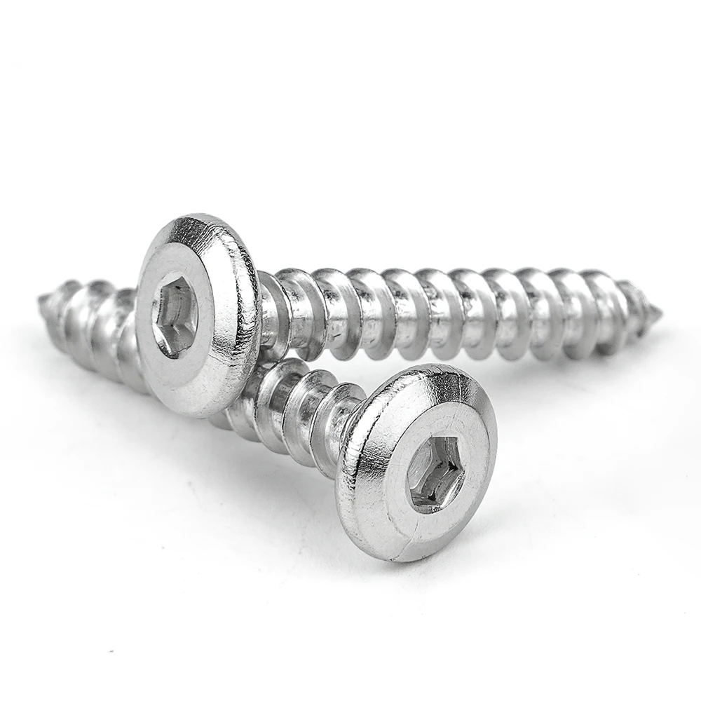 Hex Socket Flat Round Head Self-tapping Screw 304 Stainless Steel M2 M2.3 M2.6 M3 M4 M5 M6 M8 M10 Hexagon Socket Furniture Screw