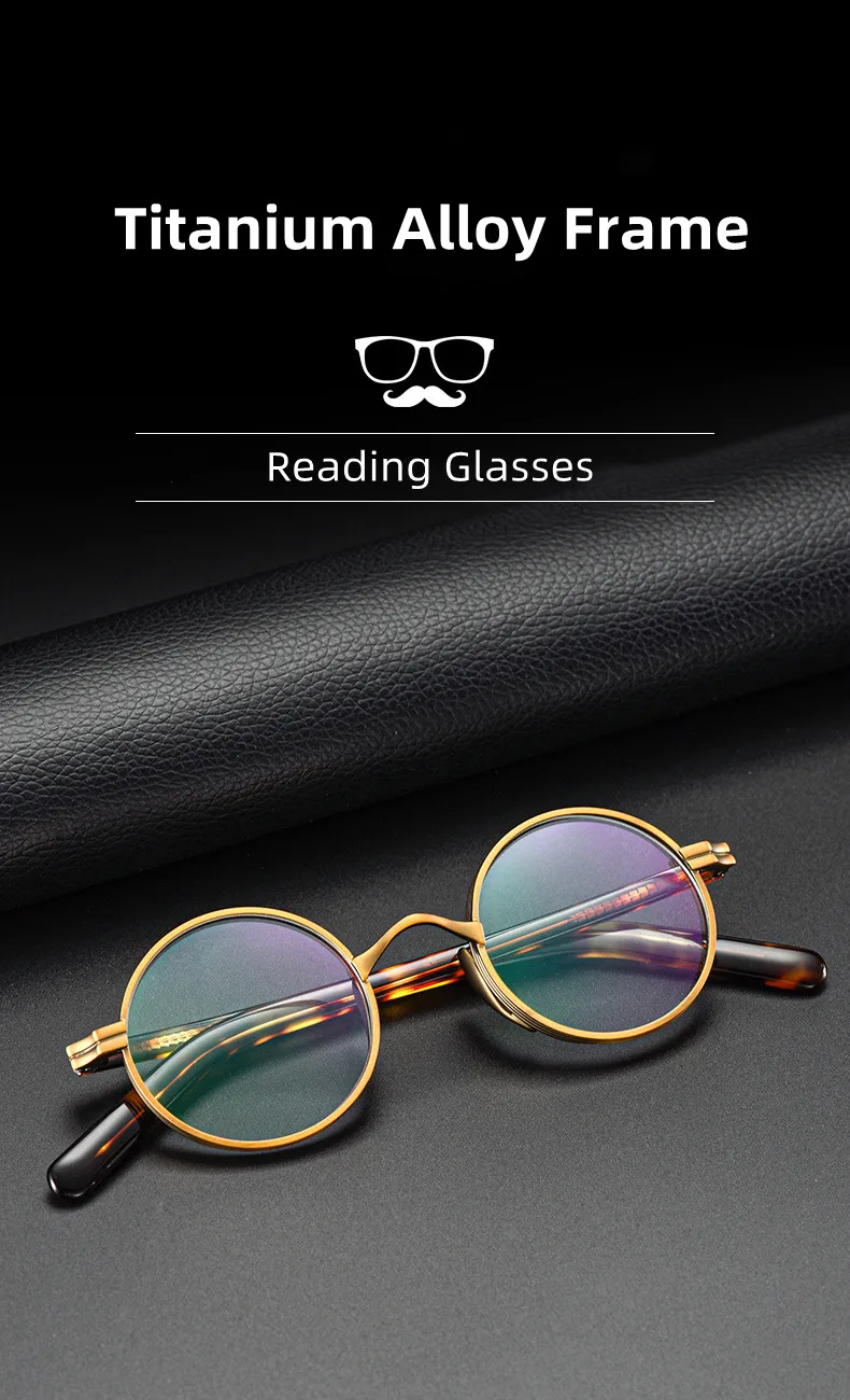 Vintage Titan Legierung Gläser Rahmen Männer Kleine Runde Lesebrille Optische Brillen Frauen Luxus Marke Brillen – Detail 1