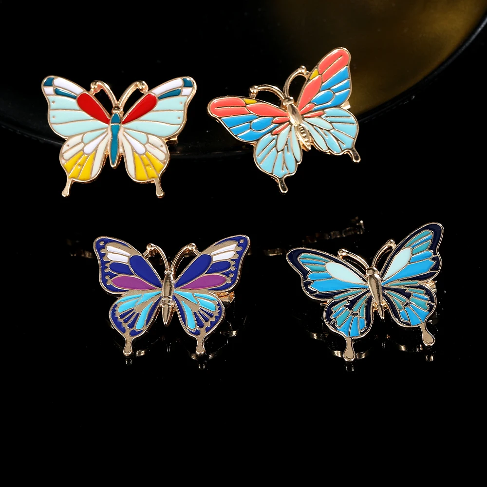 Funny Colorful Butterfly Enamel Brooches Multicolour Insect Metal Pins For Women Girls Backpack Clothing Badge