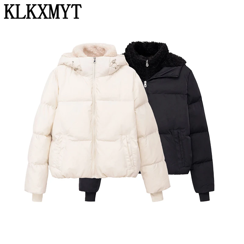 

Женские повседневные стильные куртки с капюшоном KLKXMYT, зимние утепленные парки 2026 года, новые флисовые теплые куртки на молнии