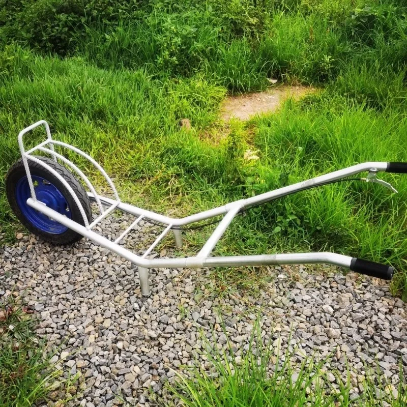 Clever agricultural handcart with brake, field greenhouse, orchard construction site, stone unicycle transport vehicle