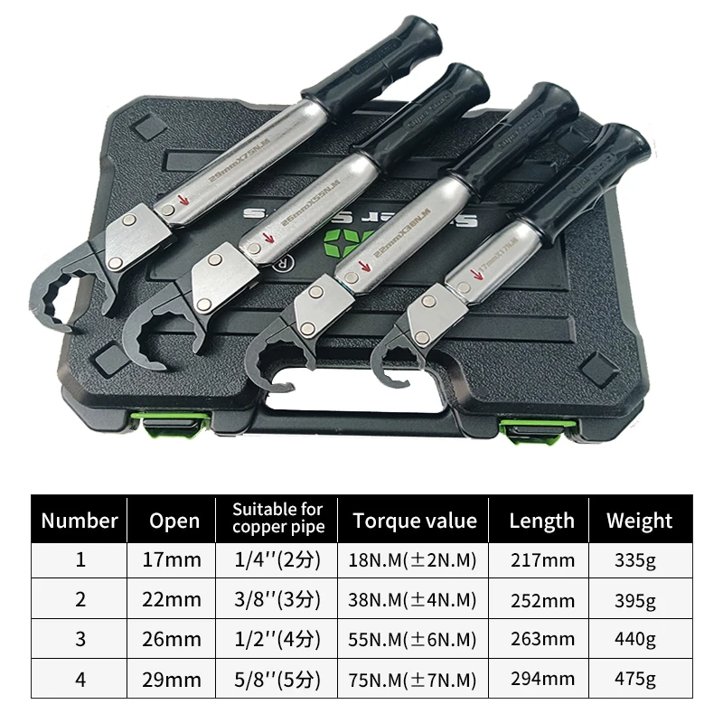 

Ratchet Torque Wrench DSZH ST-02L refrigeration Air Conditioning Repair Tool Open End Wrench Copper Cap Bell Mouth Wrench Set