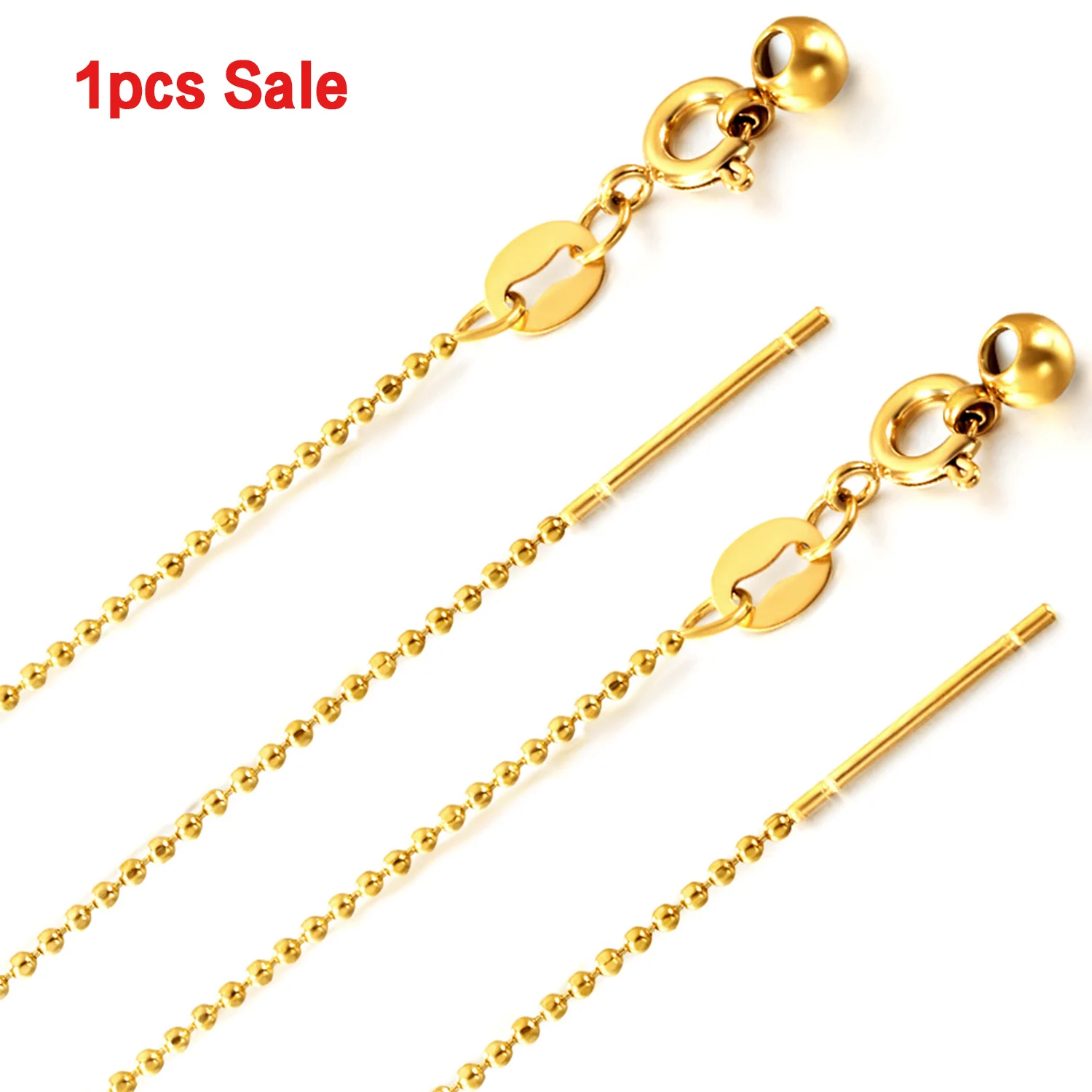 ASON 1pcs/lot 316L Stainless Steel Beads Chain Necklace for Women Needle Type Sliding Clasp Clavicle Choker Handmade DIY Jewelry