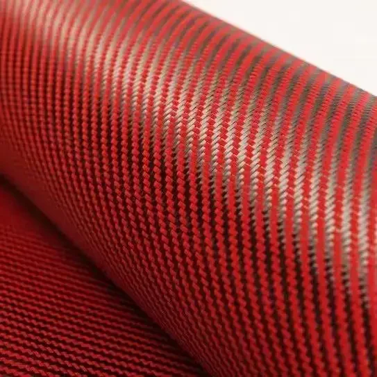 Carbon fiber and Kevlar fiber blended fabric 200gsm blue red 2x2 diagonal 100cm wide [roll pack]