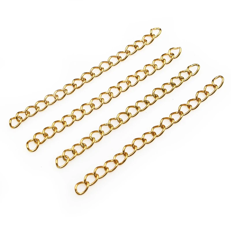 50pcs 4x3mm 50/70mm Length Stainless steel Bulk Necklace Extension Chain Tail Extender Bracelet Chains Jewelry Making Findings