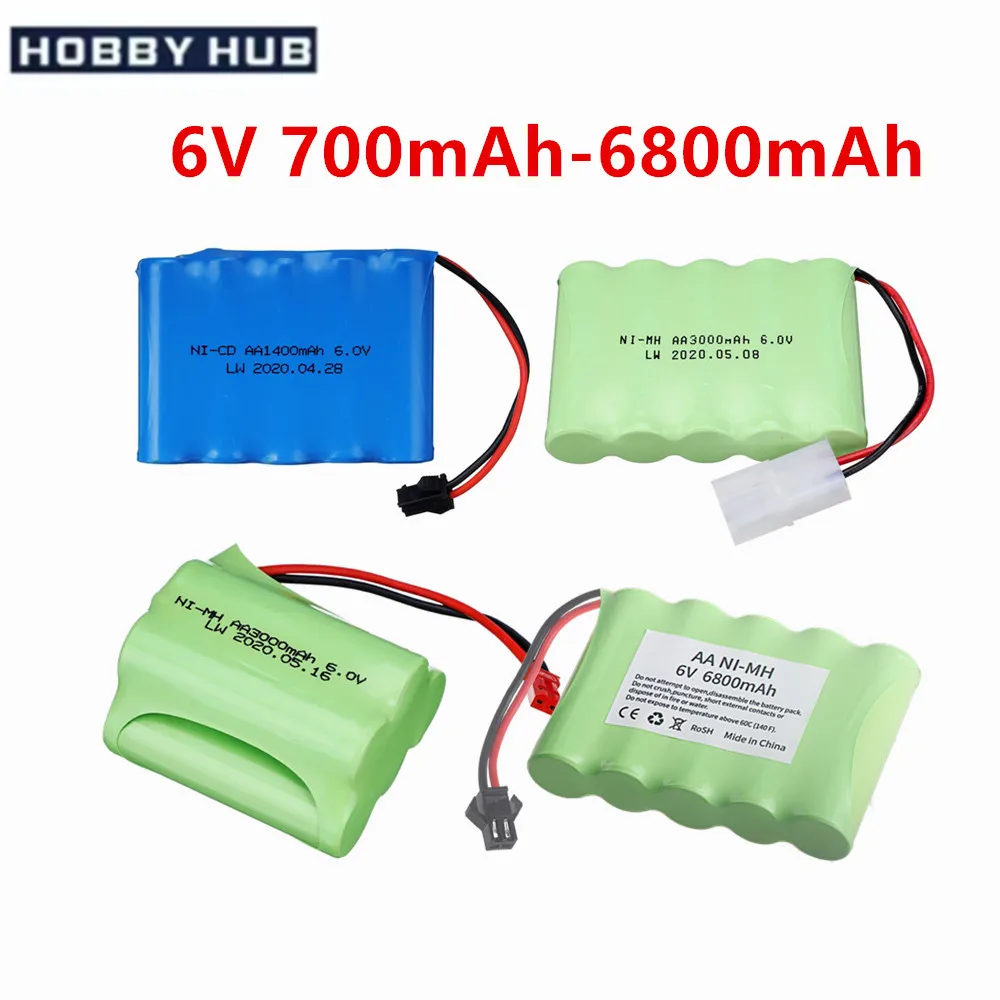 6v NIMH NICD 700mAh/1400mAh/1800mAh/2400mAh/3000mAh/5000mAh/6800mAh AA Batterie Pack Für Rc Spielzeug Autos Tanks Roboter Boote Pistolen