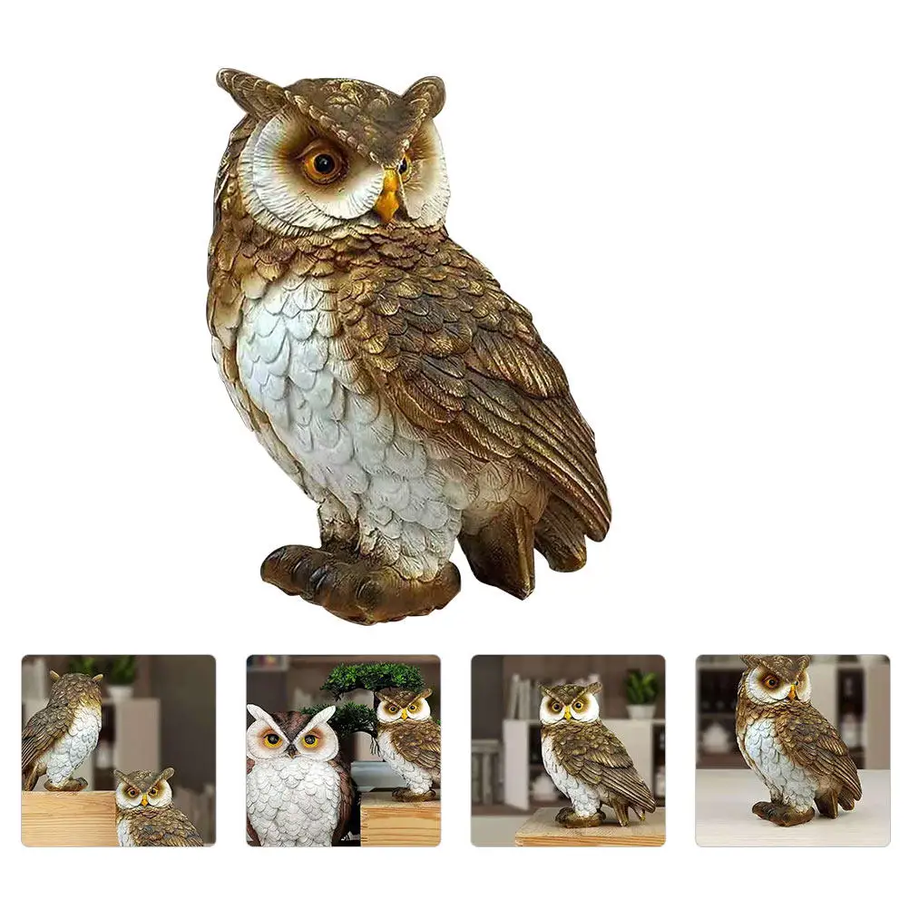 1Pcs Exquisite Lifelike Resin Owl Decor Vivid Simulation Owl Adornment for Home Office Living Room Bedroom Desktop Bookshelf