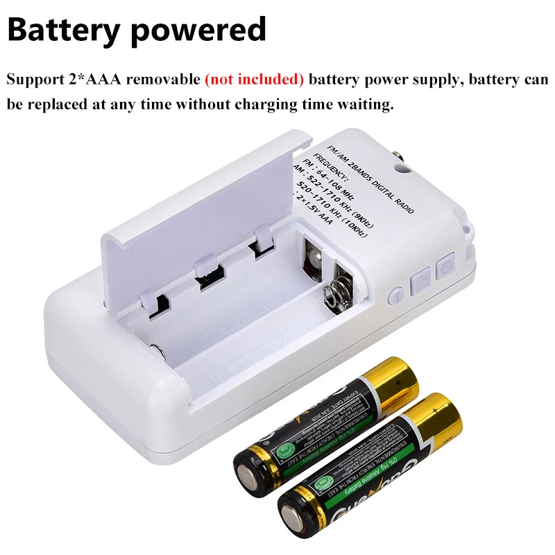 راديو FM AM صغير للجيب برتقالي بإضاءة خلفية LCD مع مكبر صوت كامل المدى يدعم إنذار ومؤقت النوم 2 * بطاريات AAA