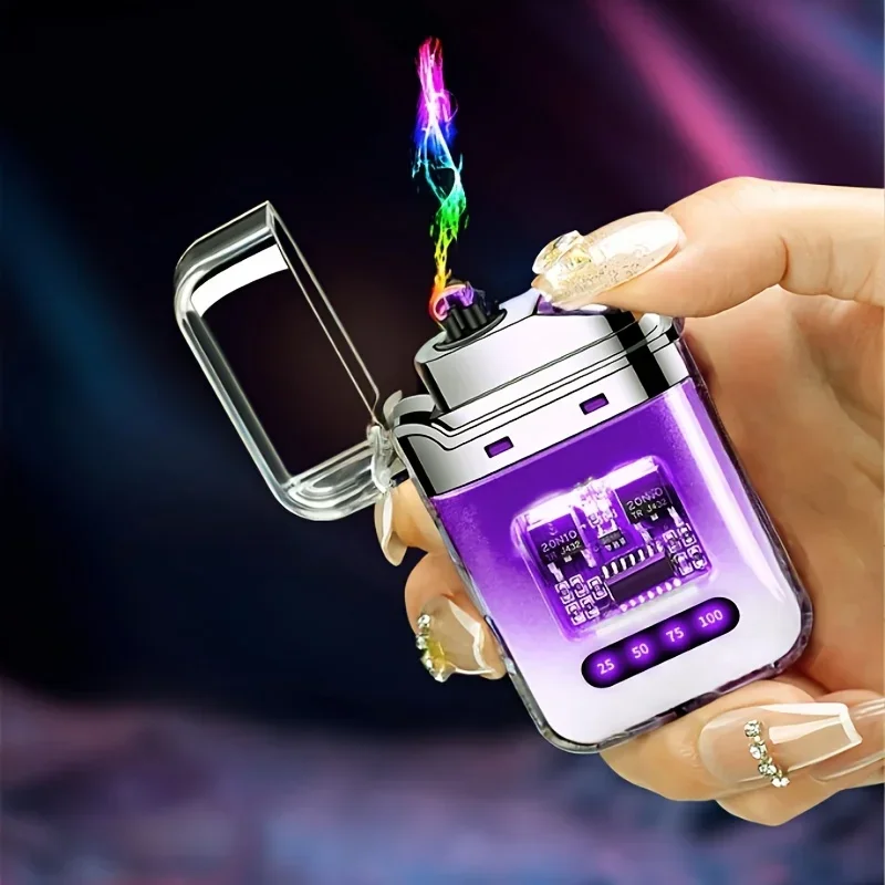 Rechargeable USB Electronic Lighter, Windproof Flameless LED Smart Dual Arc Portable Outdoor Survival Cigarette Lighters  Gifts view 2