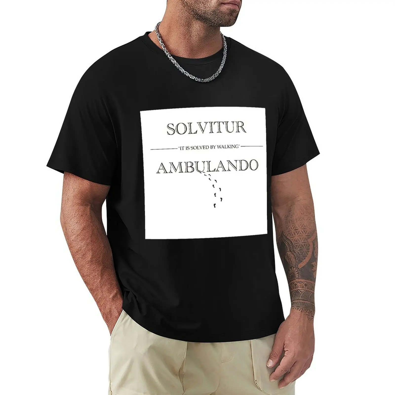 

Solvitur Ambulando T-Shirt blue lock plus size tops plain black t shirts men