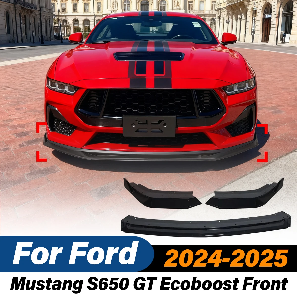 For Ford Mustang S650 GT Ecoboost 2024 2025 Automobile Front Bumper Lip ABS Sports Wind Spoiler Splitter Body Modification Kit