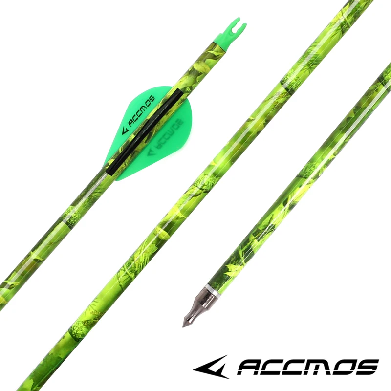 6/12/24pcs ID6.2MM Archery Mixed Carbon Arrows 30'' Spine500 100gn Point Camouflage Arrows for Recurve/Compound Bow Hunting