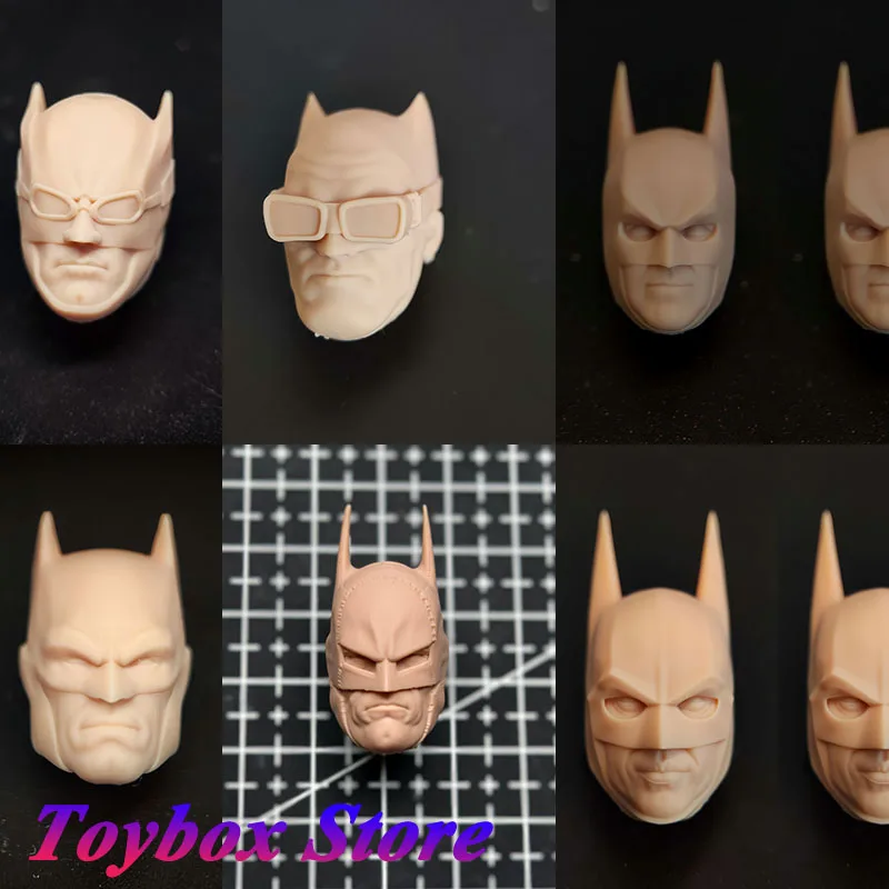 1/12 GASLIGHT Gotham Batman Unpainted Head Sculpt keaton Clooney Anime Mask Design Model For Mezco Mcfarlane SHF Neca Body