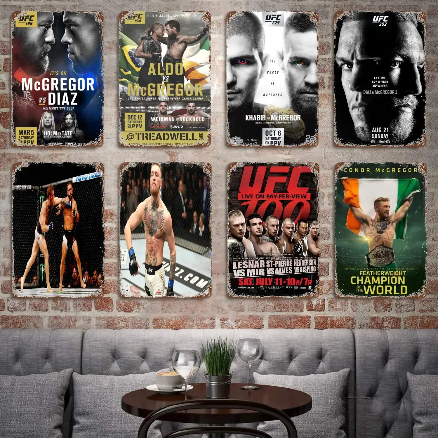 Khabib Vs Conor Mcgregor Sports Poster Vintage Tin Sign Metal Sign Decorative Plaque for Pub Bar Man Cave Club Wall Decoration