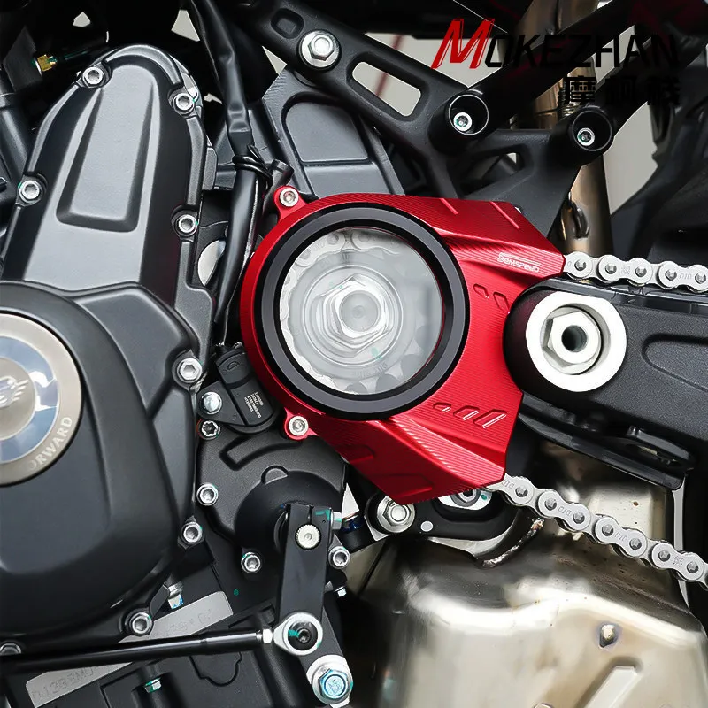 FOR QJMOTOR Dragster 700 Twin 2026 2027 Motorcycle CNC Front Left Transparent Sprocket Cover Chain Cap Guard Protector Parts