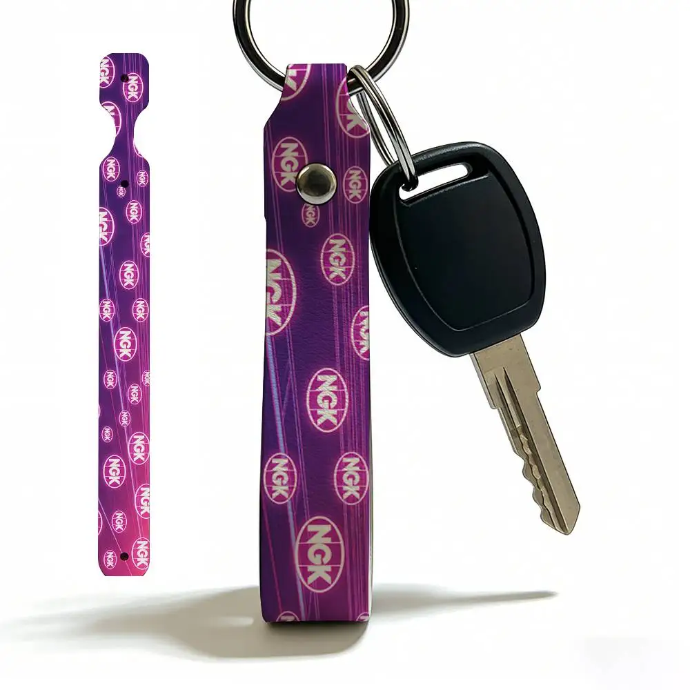 For Ngk Soft PU Leather Motorcycle Keychain Lightweight Key Holder For Scooter Racing
