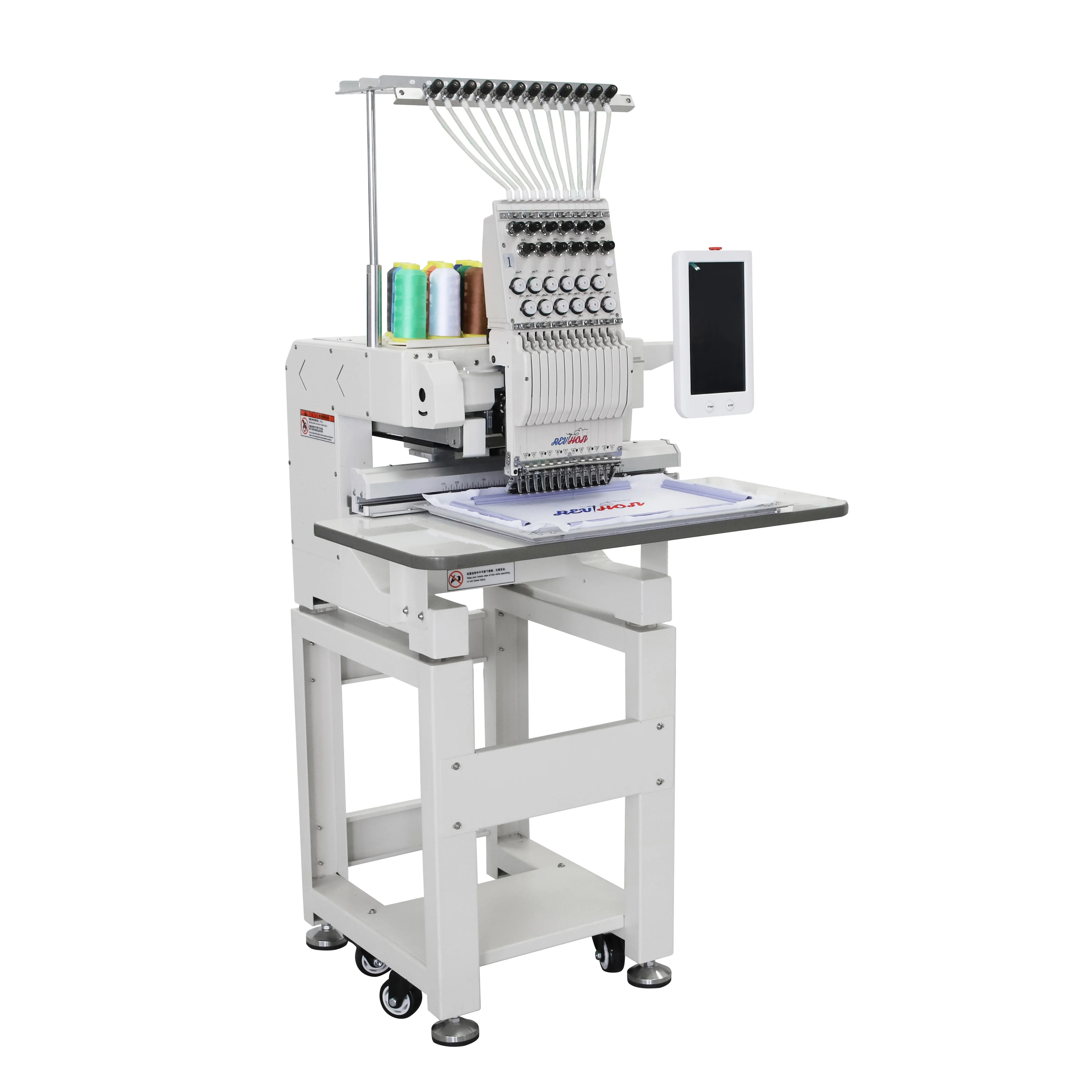 REVHON Mini Single Head Embroidery Machine 12 Needle Cap Embroidery Machine 1200RPM Easy to Operation Low Price