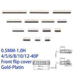 10PCS 10PCS FPC FFC 0.5mm gniazdo złącza typu klapka dwustronny styk 6P 8P 10P 12P 20P 24P30P 34P 36P 40P 45P 50P 54P