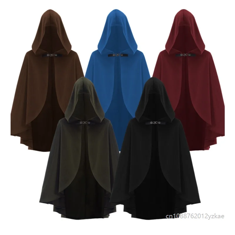 Mittelalterlicher Retro-Umhang mit Kapuze, Halloween-Grimm-Reaper-Zauberer-Cosplay-Umhang, vielseitiges Kostümzubehör, Cos-Kostüm für Damen und Herren