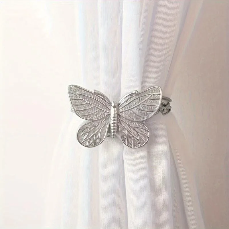 2pcs Elegant Golden Butterfly Curtain Tiebacks Resin Material Suitable for Bedroom Living Room Shades Decoration Home Textile