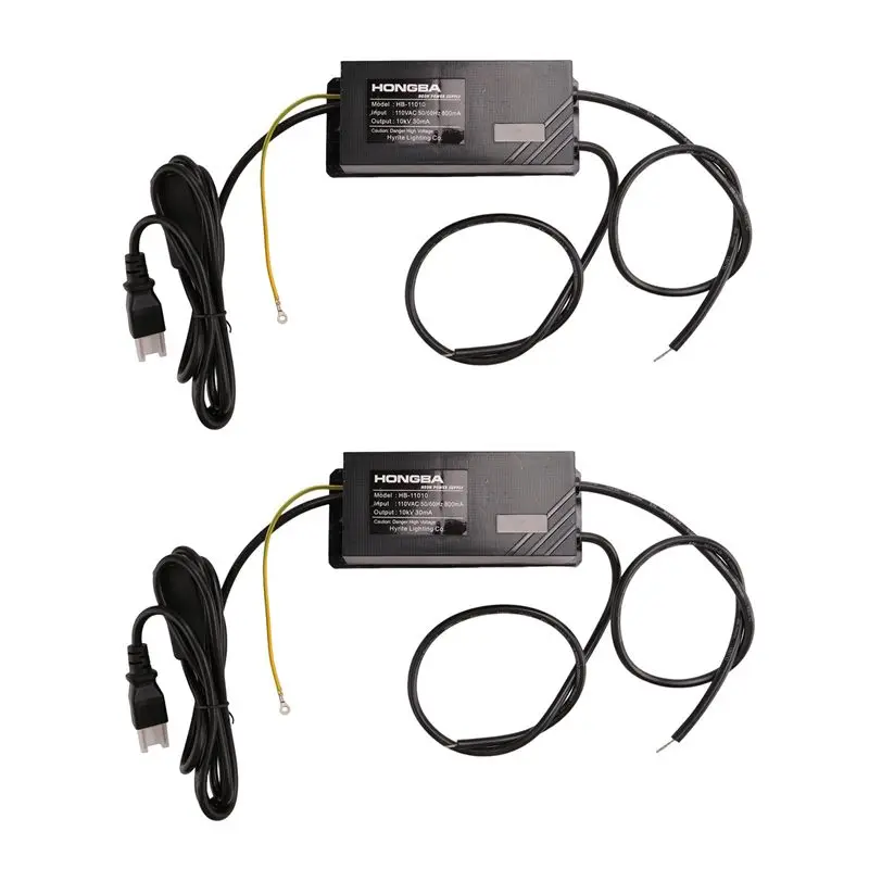 2X HONGBA 110V 10KV 30MA Electronic Neon Lamp Transformer, Neon Transformer Power Supply, US Plug