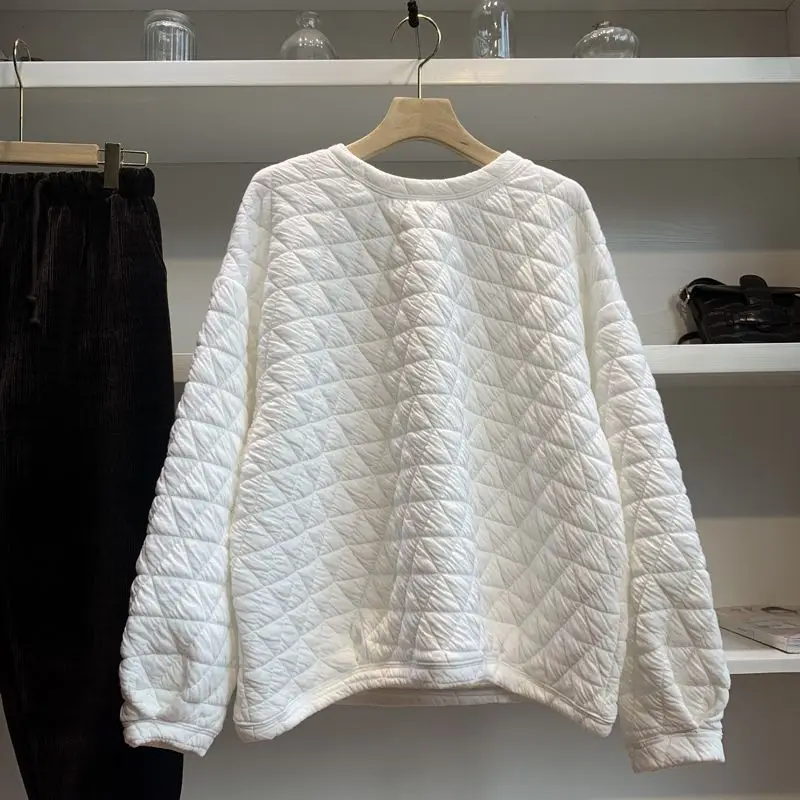 

Ретро-свитшот с круглым вырезом для женщин, свободный повседневный топ в корейском стиле, осенне-зимняя новинка, верхняя одежда