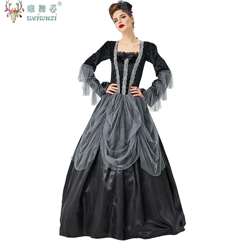 

Halloween Costume Vintage Queen Cosplay Costume Court Dress Medieval Vampire Women Ghost Zombie Bride Fancy Costume Renaissance